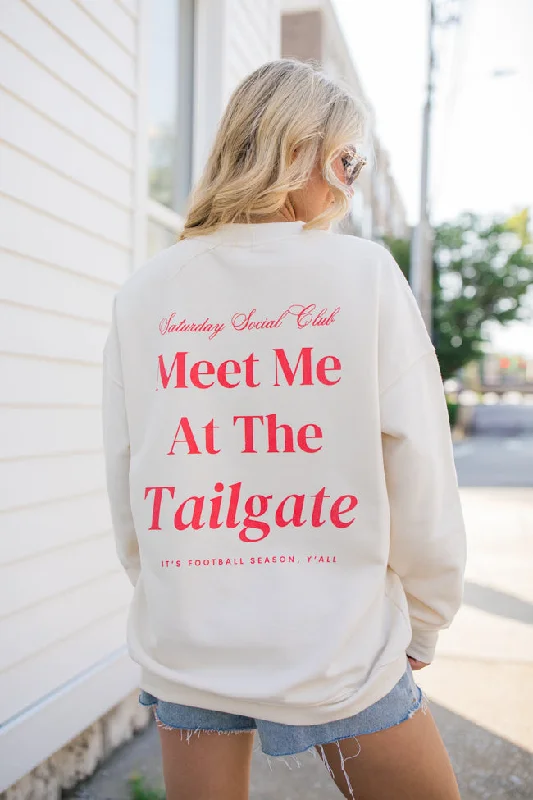 Meet Me At The Tailgate Red Ivory Comfort Colors Graphic Sweatshirt