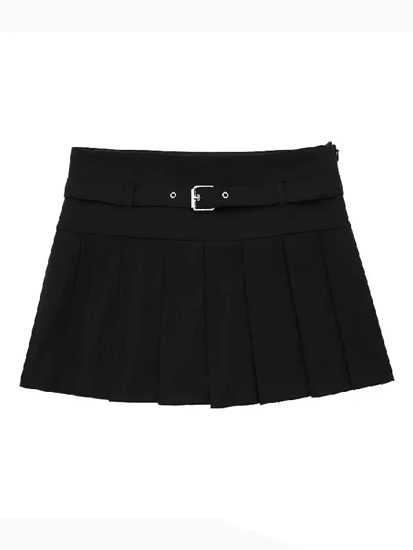 Women's Pleated Fashion Designer High Waist Mini Skirts (Short)